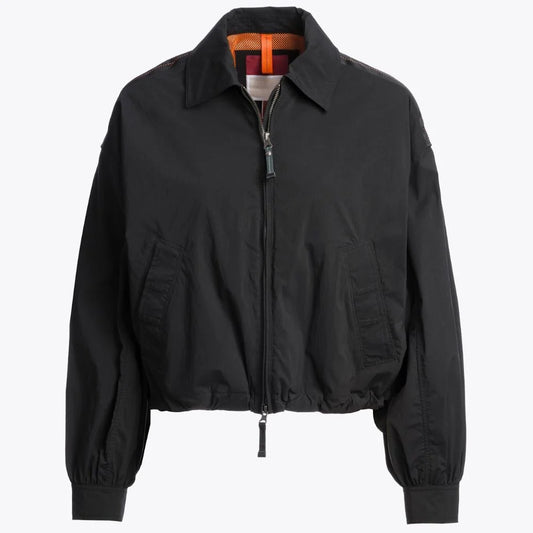 Women's Black Cropped Utility Jacket with Classic Collar