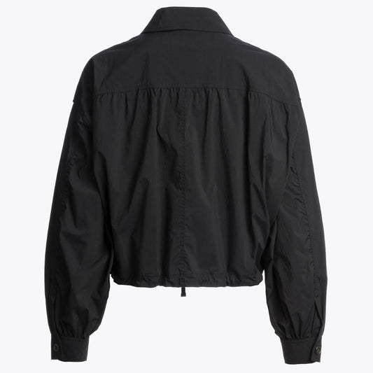 Women's Black Cropped Utility Jacket with Classic Collar