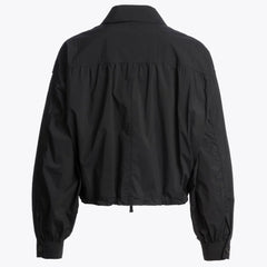Women's Black Cropped Utility Jacket with Classic Collar