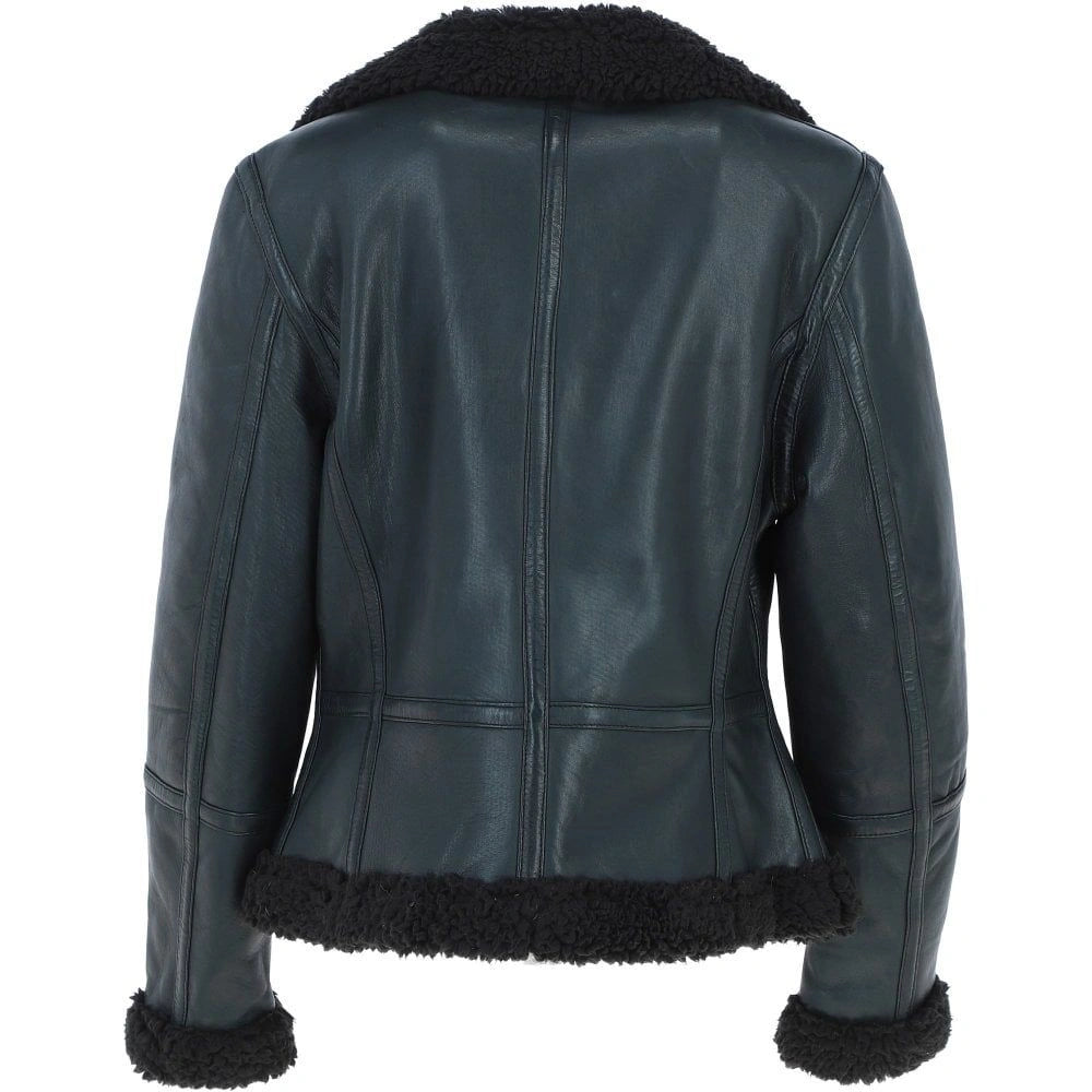 Women's Black Shearling Asymmetrical Jacket