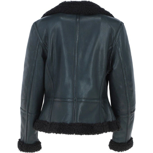 Women's Black Shearling Asymmetrical Jacket