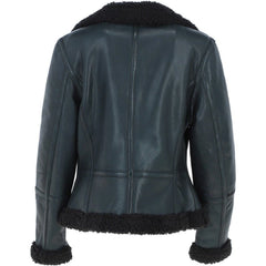 Women's Black Shearling Asymmetrical Jacket