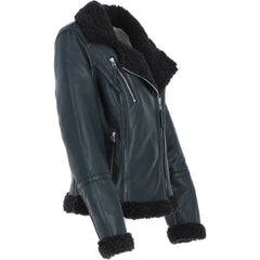 Women's Black Shearling Asymmetrical Jacket