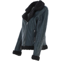 Women's Black Shearling Asymmetrical Jacket