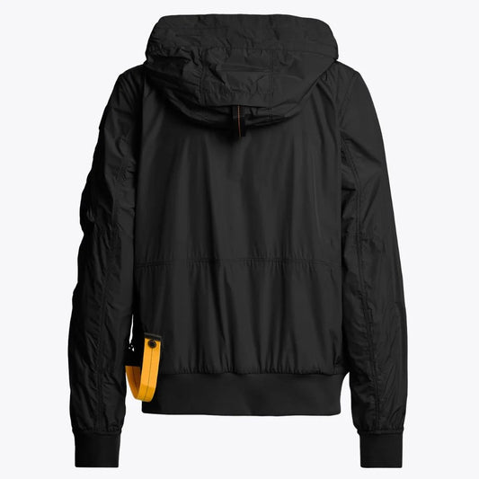 Women's Black Hooded Bomber Jacket with Utility Details