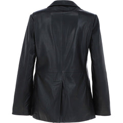 Women's Black Leather Blazer