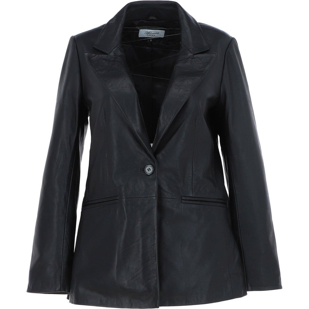 Women's Black Leather Blazer