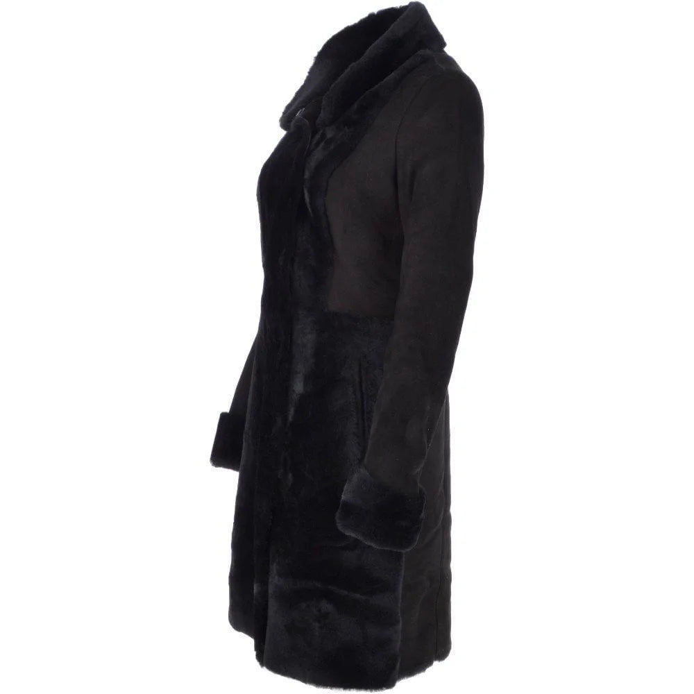 Women's Black Shearling Fur Coat