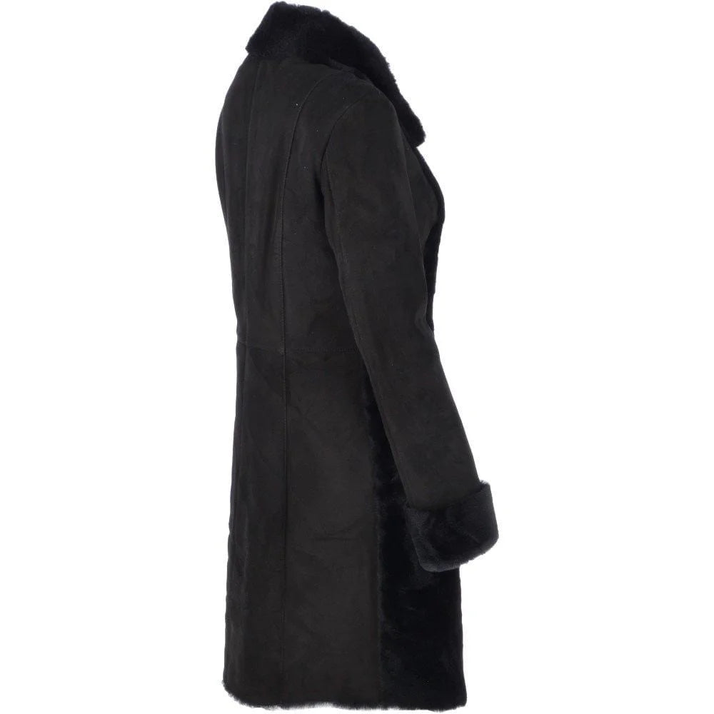 Women's Black Shearling Fur Coat