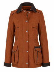 Women's Brown Suede Utility Jacket Front 