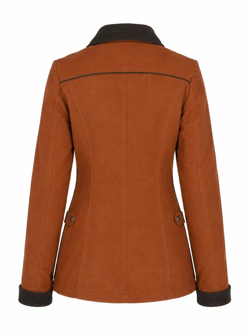 Women's Brown Suede Utility Jacket Back