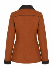Women's Brown Suede Utility Jacket Back