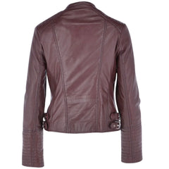 Women's Burgundy Leather Quilted Jacket