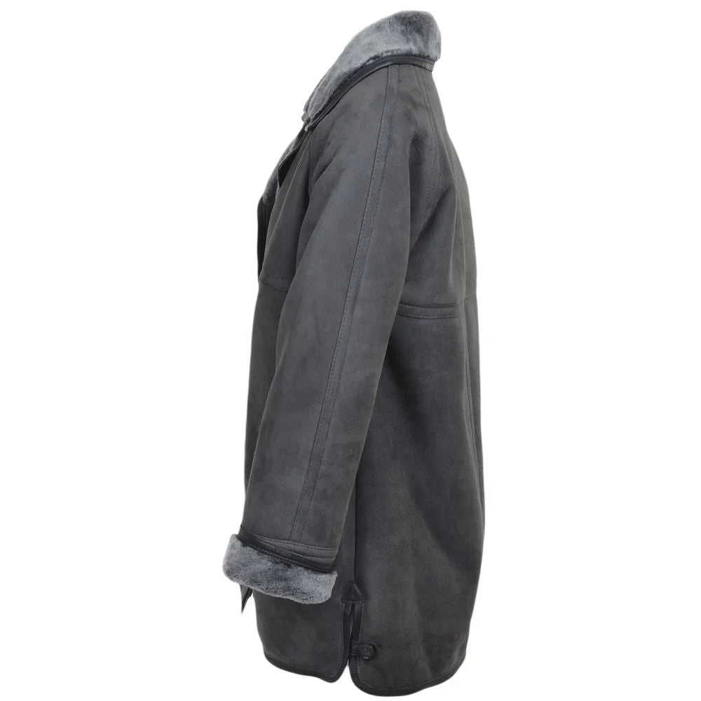 Women's Charcoal Grey Shearling Coat