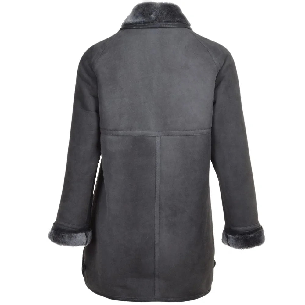 Women's Charcoal Grey Shearling Coat