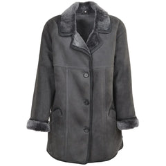 Women's Charcoal Grey Shearling Coat