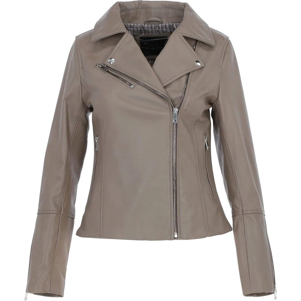 Women's Classic Biscuit Leather Jacket