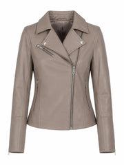 Women's Classic Biscuit Leather Jacket, front view