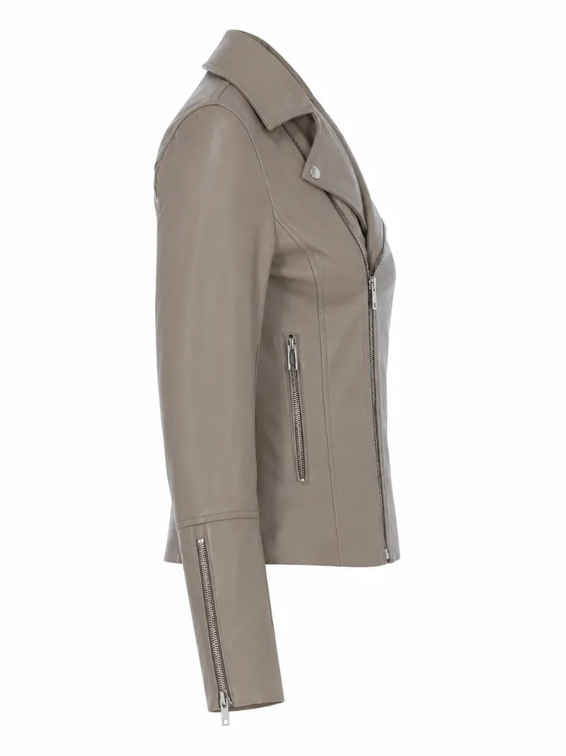 Women's Classic Biscuit Leather Jacket, side view