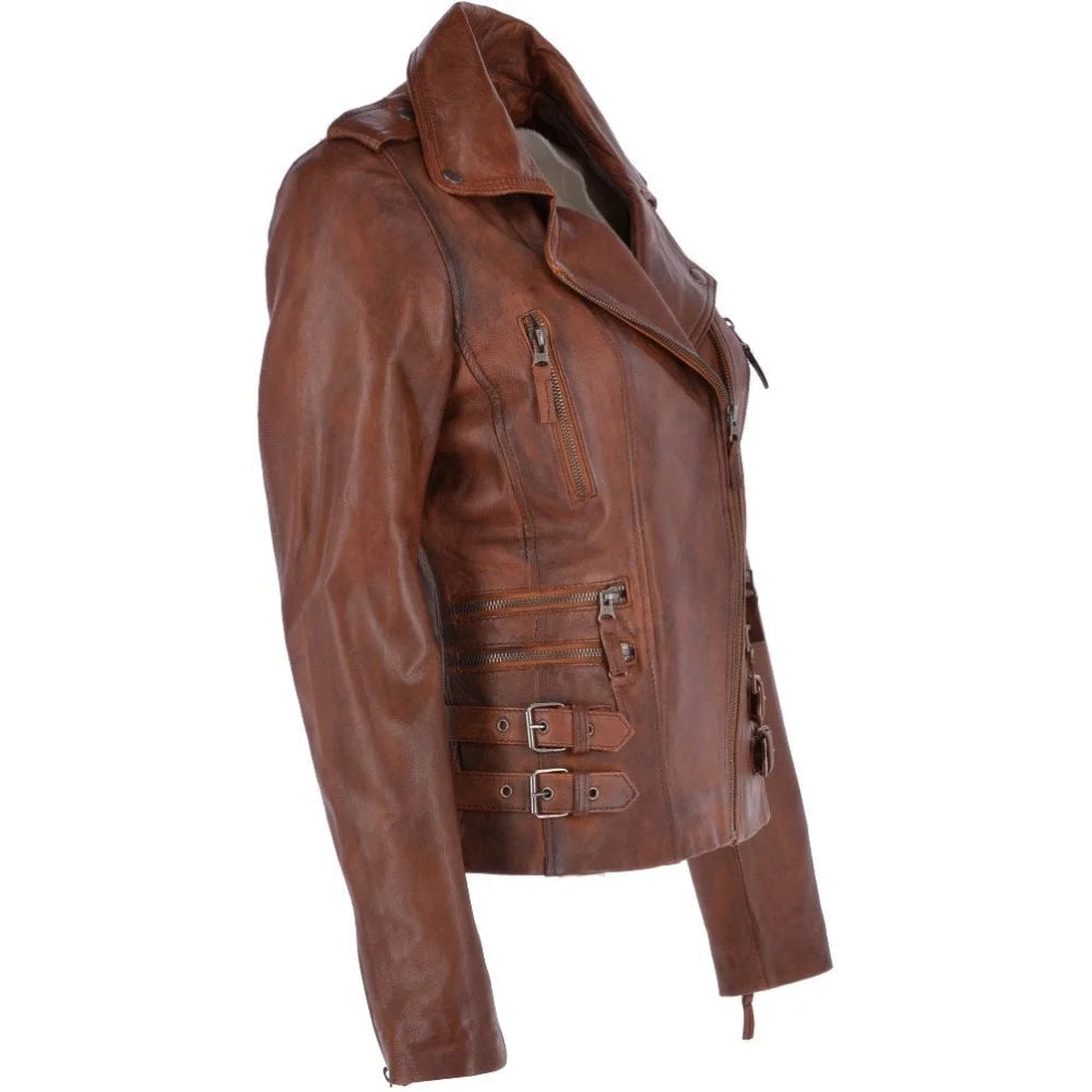 Women's Classic Brown Leather Jacket