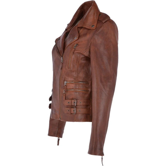 Women's Classic Brown Leather Jacket