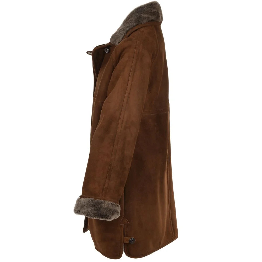 Women's Classic Brown Shearling Winter Coat