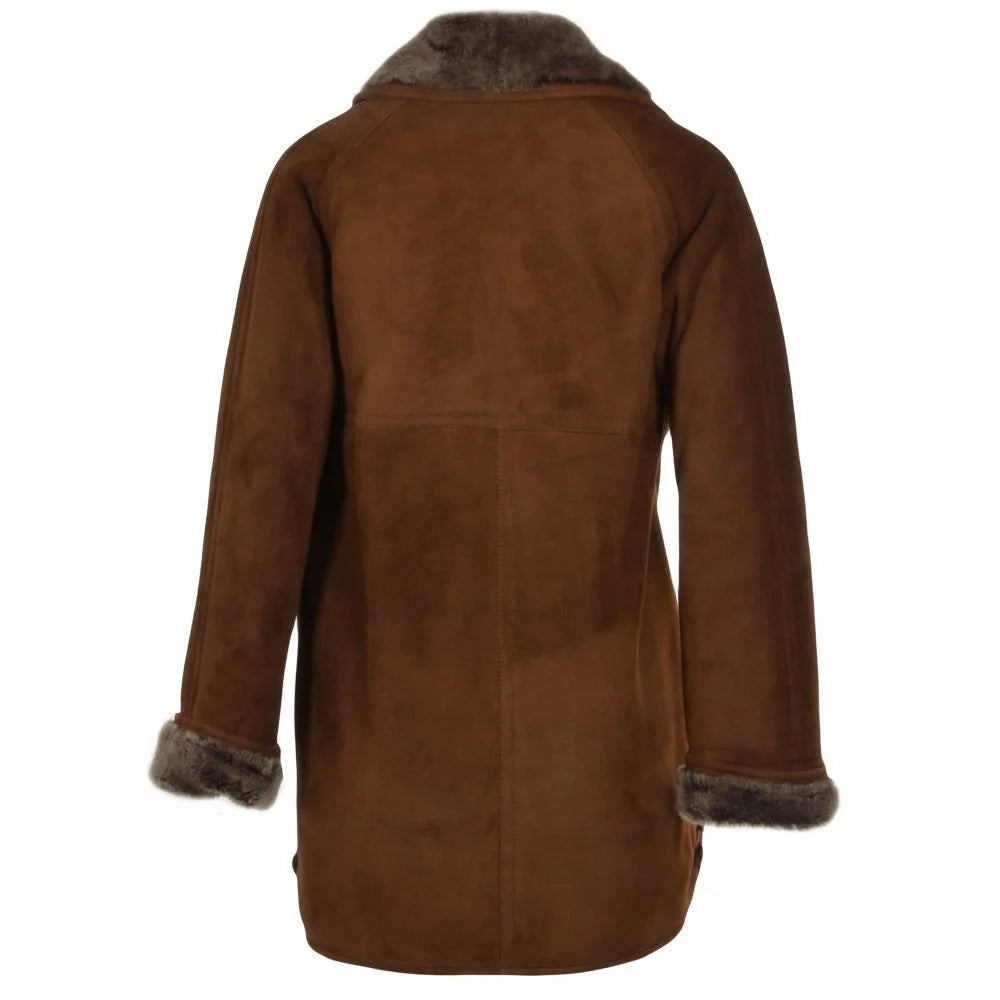 Women's Classic Brown Shearling Winter Coat