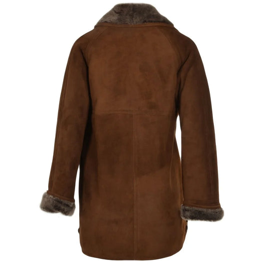 Women's Classic Brown Shearling Winter Coat