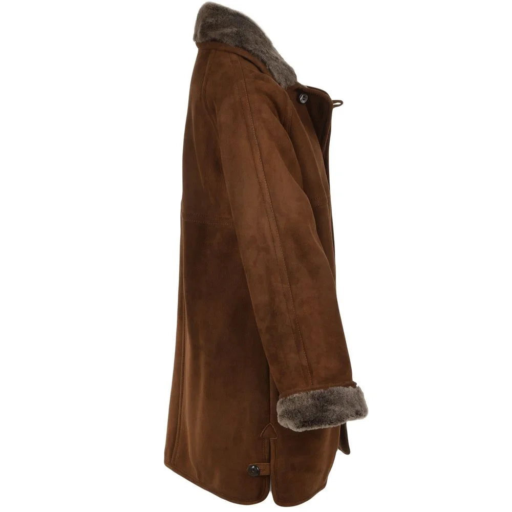 Women's Classic Brown Shearling Winter Coat
