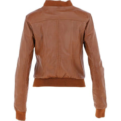 Women's Brown Leather Bomber Jacket
