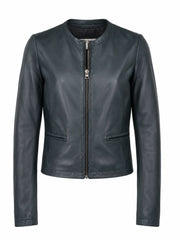 Women's Green Leather Jacket Front 