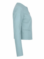 Women's Light Blue Leather Jacket Right 
