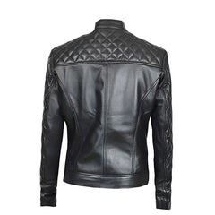 Women's Quilted Black Leather Jacket
