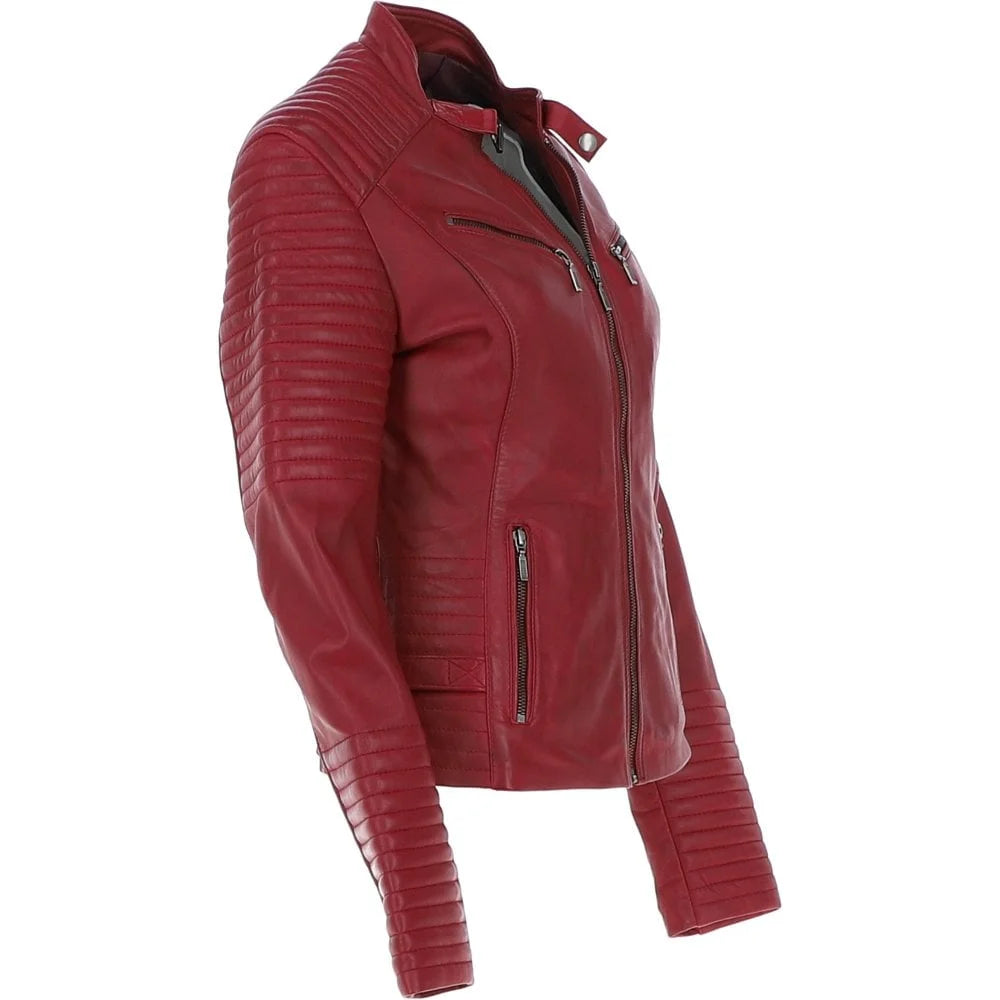 Women's Red Leather Jacket