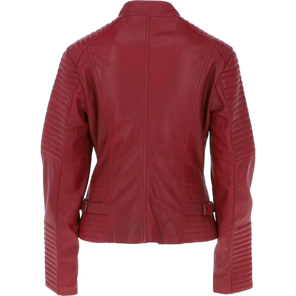 Women's Red Leather Jacket