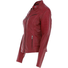 Women's Red Leather Jacket