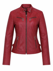 Women's Red Leather Jacket, front view