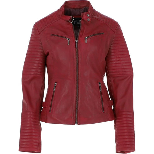 Women's Red Leather Jacket