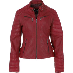 Women's Red Leather Jacket