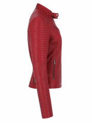 Women's Red Leather Jacket, side view