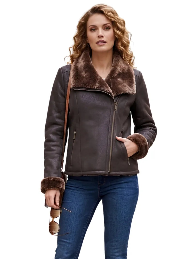 Women's Shearling-Lined Leather Jacket