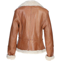 Women's Tan Leather Shearling Jacket