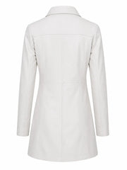 Women's White Leather Trench Coat Back 