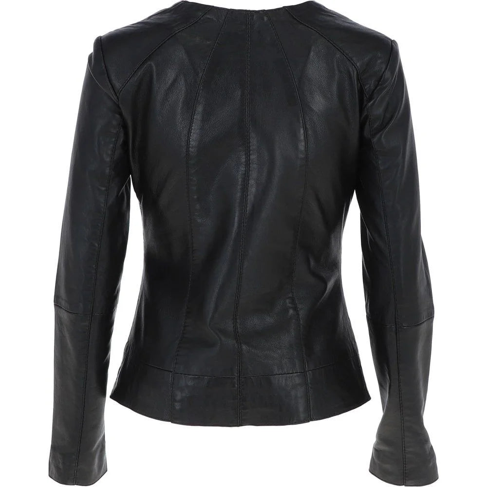 Women's Zipper Black Leather Jacket