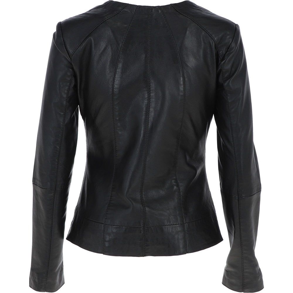 Women's Zipper Black Leather Jacket