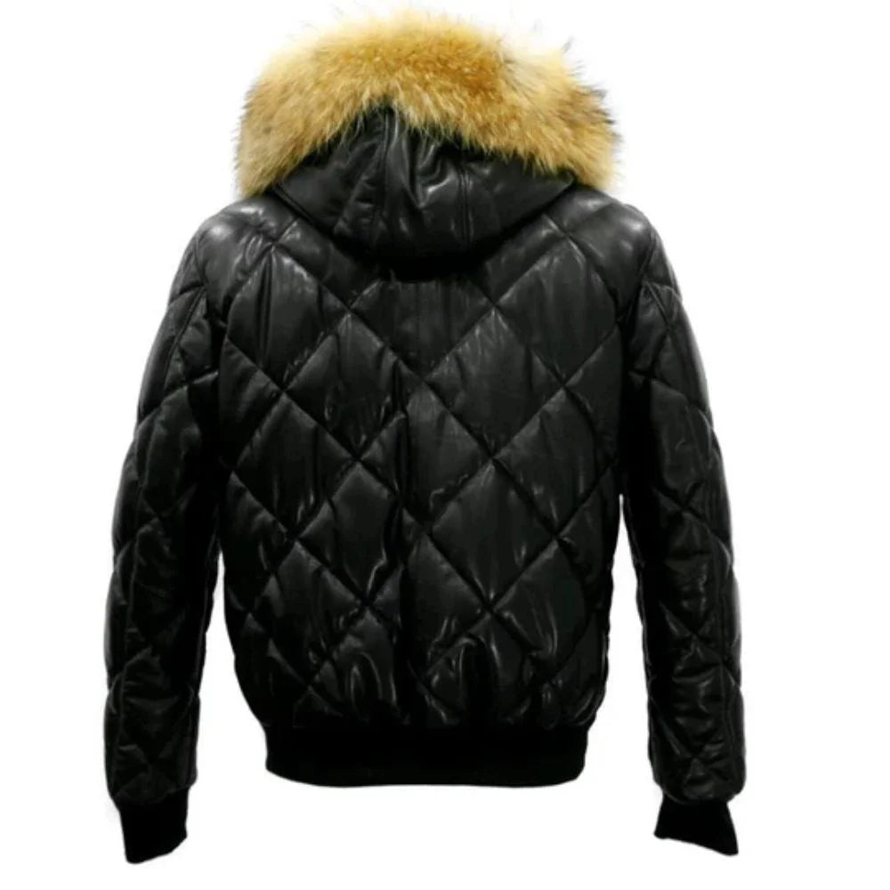 Women’s fur trim luxurious Quilted leather jackets