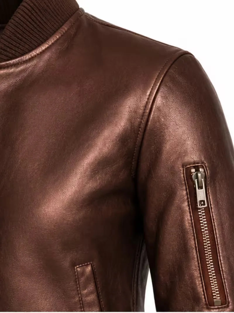 Women's maroon sheepskin leather jacket, cuff detail