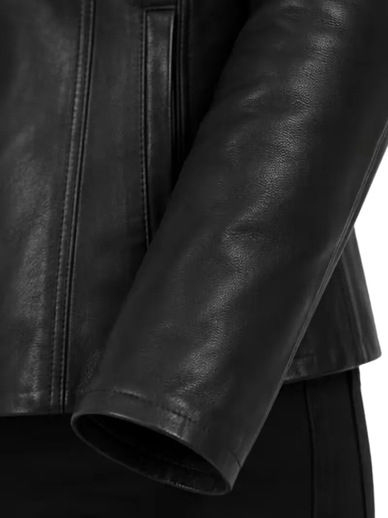 Women's as shown leather leather shirt jacket, lining detail