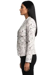 Women's black premium real leather blazer, collar detail
