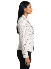 Women's black premium real leather blazer, side view